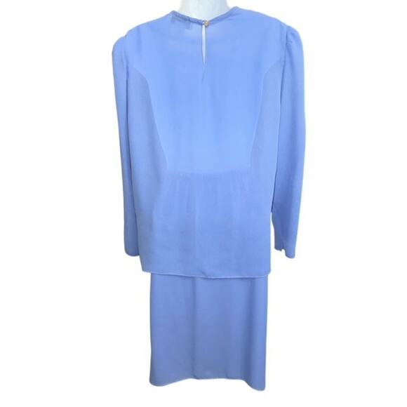 Hal Ferman Skirt Set size 18 Blue Elastic Wasit Fancy Cowl Neck 2 Pieces Vintage - Picture 5 of 5